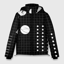 Куртка зимняя мужская Черно-белые фигуры 3D, цвет: 3D-черный