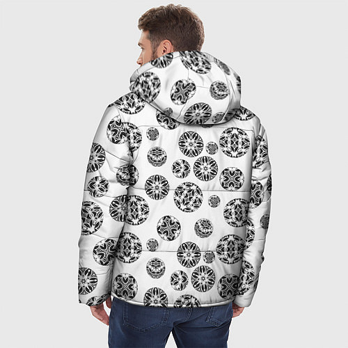 Мужская зимняя куртка Черно-белый геометрический узор / 3D-Светло-серый – фото 4