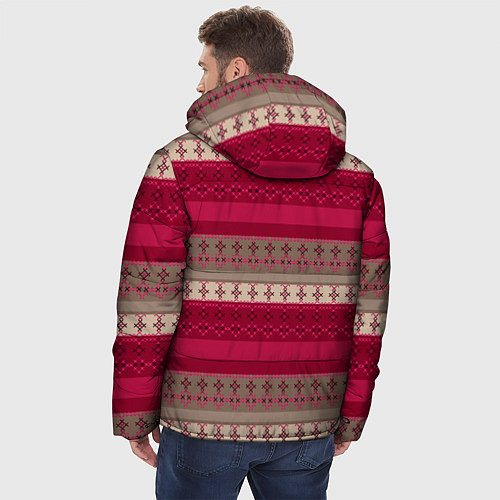 Мужская зимняя куртка Полосатый вышитый орнамент / 3D-Черный – фото 4