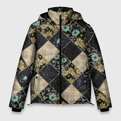 Куртка зимняя мужская Лоскутное шитье, цвет: 3D-черный
