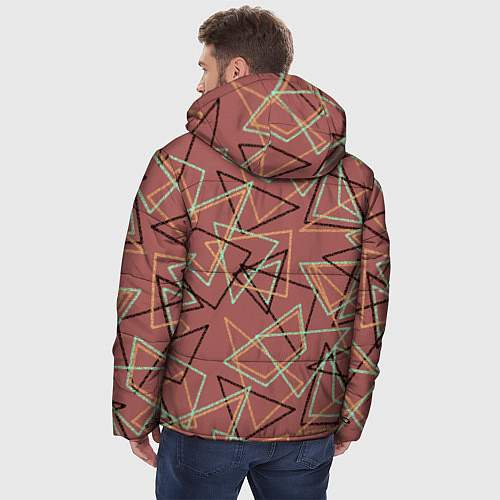 Мужская зимняя куртка Террактовый геометрический / 3D-Черный – фото 4