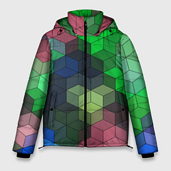 Куртка зимняя мужская Разноцветный геометрический уз, цвет: 3D-черный