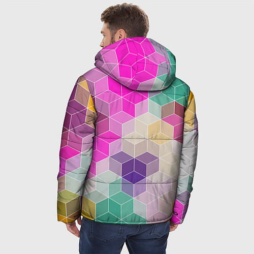 Мужская зимняя куртка Абстрактный разноцветный узор / 3D-Черный – фото 4