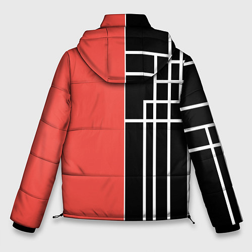 Мужская зимняя куртка Черный и коралловый арт деко / 3D-Красный – фото 2