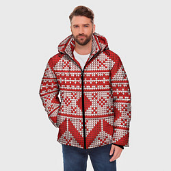 Куртка зимняя мужская Вязаный рисунок, цвет: 3D-красный — фото 2
