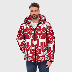 Куртка зимняя мужская Рождественские олени, цвет: 3D-красный — фото 2