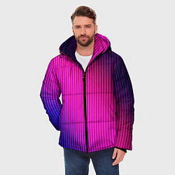 Куртка зимняя мужская Фиолетово-малиновый градиент, цвет: 3D-черный — фото 2