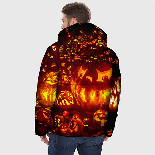 Мужская зимняя куртка Тыквы на Хэллоуин / 3D-Черный – фото 4