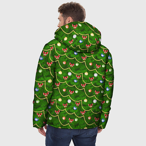 Мужская зимняя куртка Новогодняя Ёлка с Игрушками / 3D-Черный – фото 4