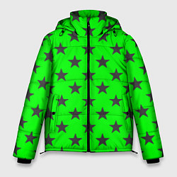 Куртка зимняя мужская Звездный фон зеленый, цвет: 3D-светло-серый