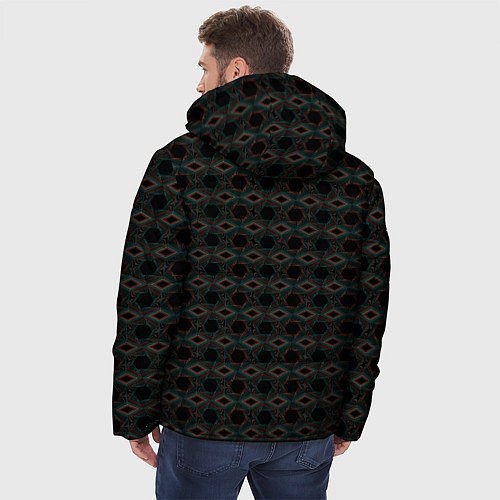 Мужская зимняя куртка Абстракция из многоугольников и линий / 3D-Черный – фото 4