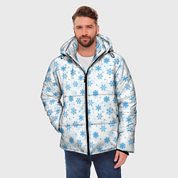 Куртка зимняя мужская Снежинки снежные узоры, цвет: 3D-светло-серый — фото 2