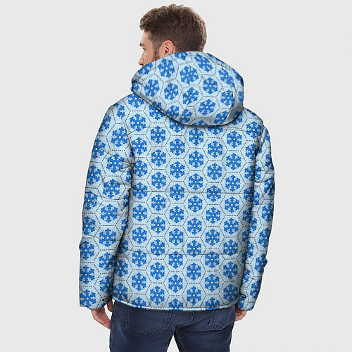 Мужская зимняя куртка Снежинки узоры снежные / 3D-Черный – фото 4