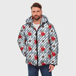 Куртка зимняя мужская Новогодние украшения и блестки, цвет: 3D-светло-серый — фото 2