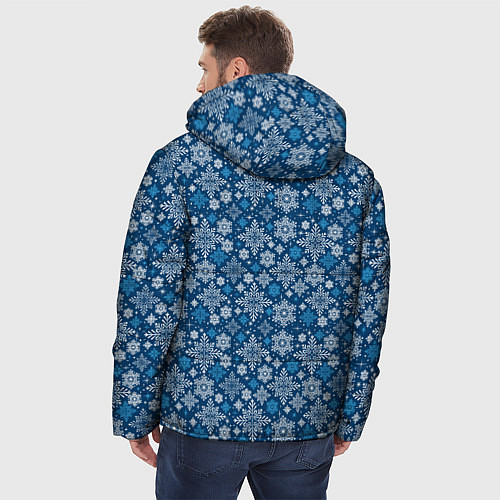 Мужская зимняя куртка Снежные Узоры на Новый Год / 3D-Черный – фото 4
