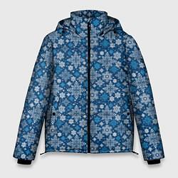 Куртка зимняя мужская Снежные Узоры на Новый Год, цвет: 3D-черный