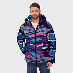 Куртка зимняя мужская Космический абстрактный паттерн, цвет: 3D-черный — фото 2