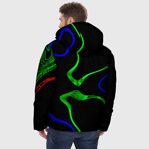 Мужская зимняя куртка Неоновый хаос 3DNeon chaos 3D / 3D-Черный – фото 4