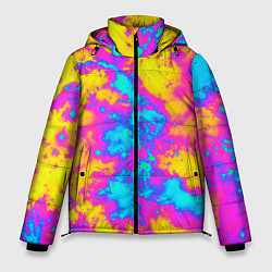 Куртка зимняя мужская Яркая абстракция космических красок, цвет: 3D-красный
