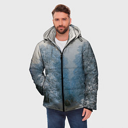 Куртка зимняя мужская Зимний пейзаж картина маслом, цвет: 3D-черный — фото 2