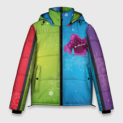 Куртка зимняя мужская Цветное рождество Snowflake, цвет: 3D-черный