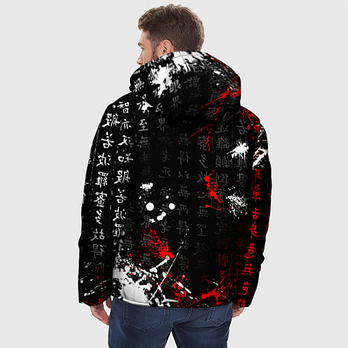 Мужская зимняя куртка Японские символы Митсубиси / 3D-Черный – фото 4