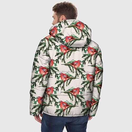 Мужская зимняя куртка Снегири паттерн / 3D-Черный – фото 4