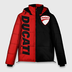 Куртка зимняя мужская DUCATI BLACK RED BACKGROUND, цвет: 3D-светло-серый
