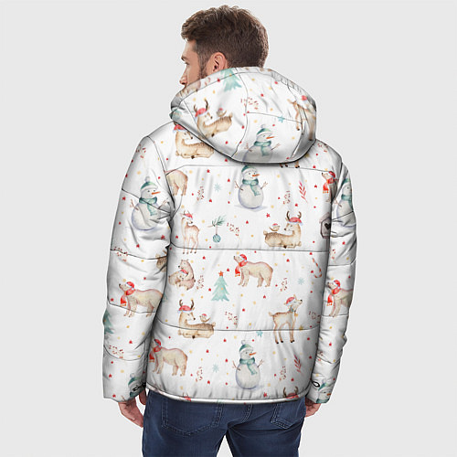 Мужская зимняя куртка Паттерн с оленями и медведями / 3D-Черный – фото 4