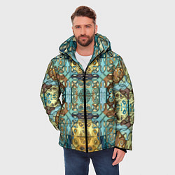 Куртка зимняя мужская Коллекция Фрактальная мозаика Желто-голубой, цвет: 3D-черный — фото 2