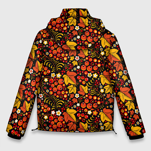 Мужская зимняя куртка Хохлома цветы-ягодки / 3D-Красный – фото 2