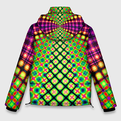 Мужская зимняя куртка Неоновая геометрия абстракция / 3D-Красный – фото 2