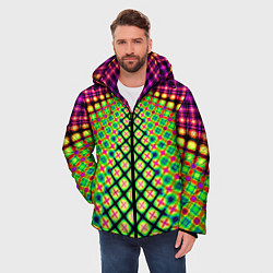 Куртка зимняя мужская Неоновая геометрия абстракция, цвет: 3D-красный — фото 2