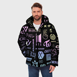Куртка зимняя мужская K-pop лого исполнителей, цвет: 3D-черный — фото 2