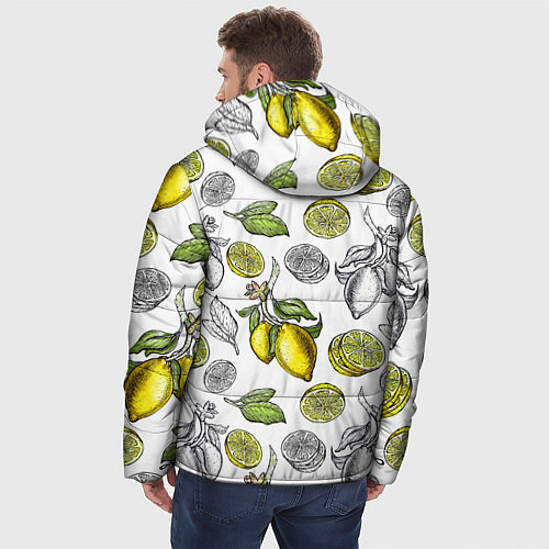 Мужская зимняя куртка Лимонный паттерн / 3D-Черный – фото 4
