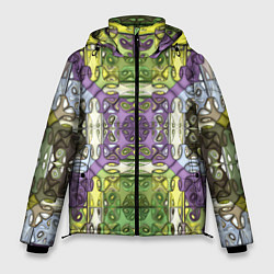Куртка зимняя мужская Коллекция Фрактальная мозаика Фиолетово-зеленый, цвет: 3D-светло-серый
