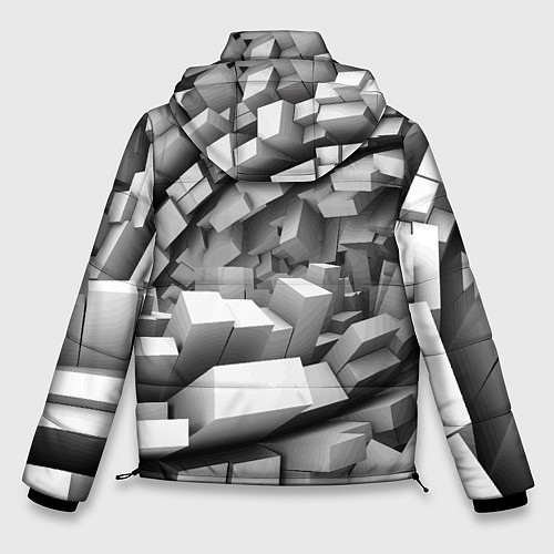 Мужская зимняя куртка Геометрическая объёмная абстракция / 3D-Красный – фото 2
