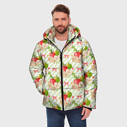 Куртка зимняя мужская Яблочный пирог паттерн, цвет: 3D-красный — фото 2