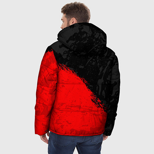 Мужская зимняя куртка DOTA 2 RED BLACK LOGO, БРЫЗГИ КРАСОК / 3D-Красный – фото 4