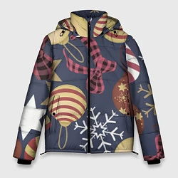 Куртка зимняя мужская Елочные Игрушки Звезды, цвет: 3D-красный