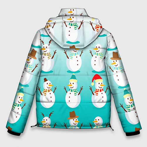 Мужская зимняя куртка Веселые снеговички узор / 3D-Красный – фото 2