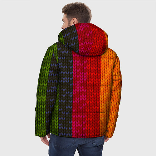 Мужская зимняя куртка Вязаная радуга / 3D-Черный – фото 4