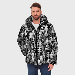 Куртка зимняя мужская Лес абстрактных ёлок, цвет: 3D-черный — фото 2