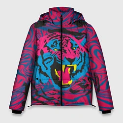Куртка зимняя мужская Тигр красочный, цвет: 3D-черный