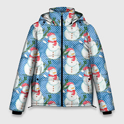 Куртка зимняя мужская Много снеговиков, цвет: 3D-красный