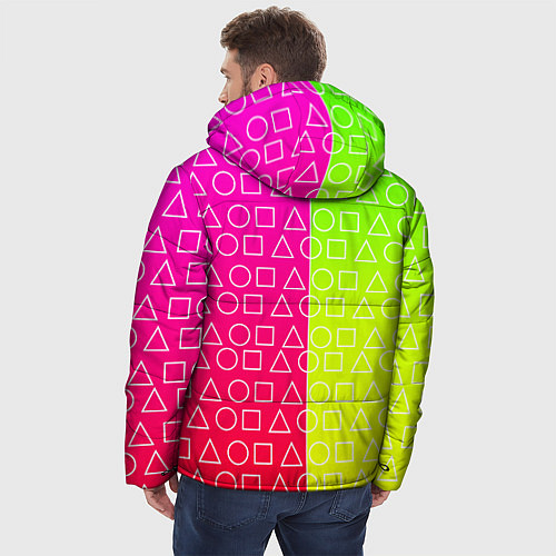 Мужская зимняя куртка Игра в кальмара розовыйжелтый / 3D-Черный – фото 4