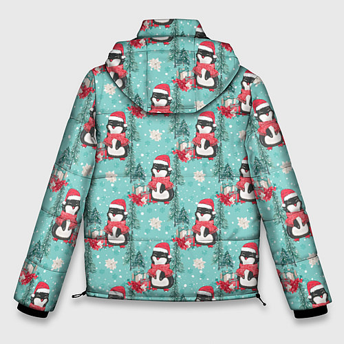Мужская зимняя куртка Пингвинчики новый год / 3D-Красный – фото 2
