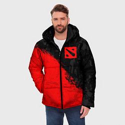 Куртка зимняя мужская DOTA 2 RED LOGO, БРЫЗГИ КРАСОК, цвет: 3D-черный — фото 2