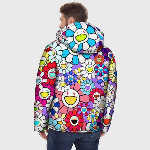 Мужская зимняя куртка Цветы Takashi Murakami / 3D-Красный – фото 4