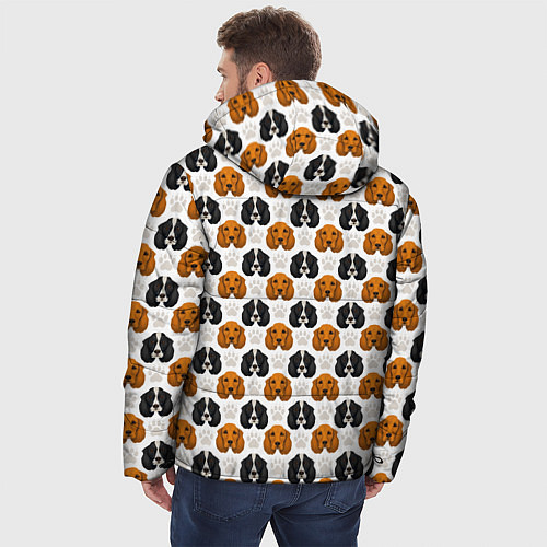 Мужская зимняя куртка Собаки Спаниель / 3D-Черный – фото 4